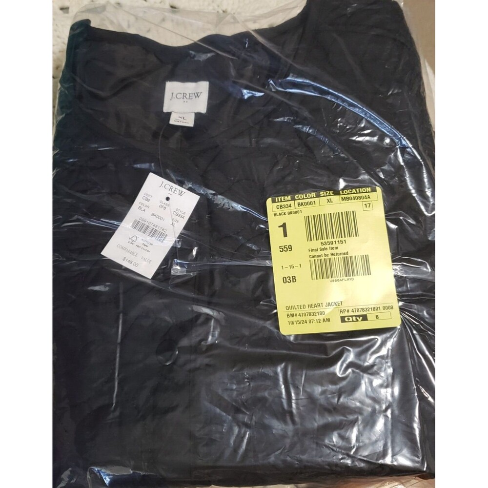 J. Crew Lightweight Quilted Heart Jacket Black XL New NWT - Picture 5 of 12
